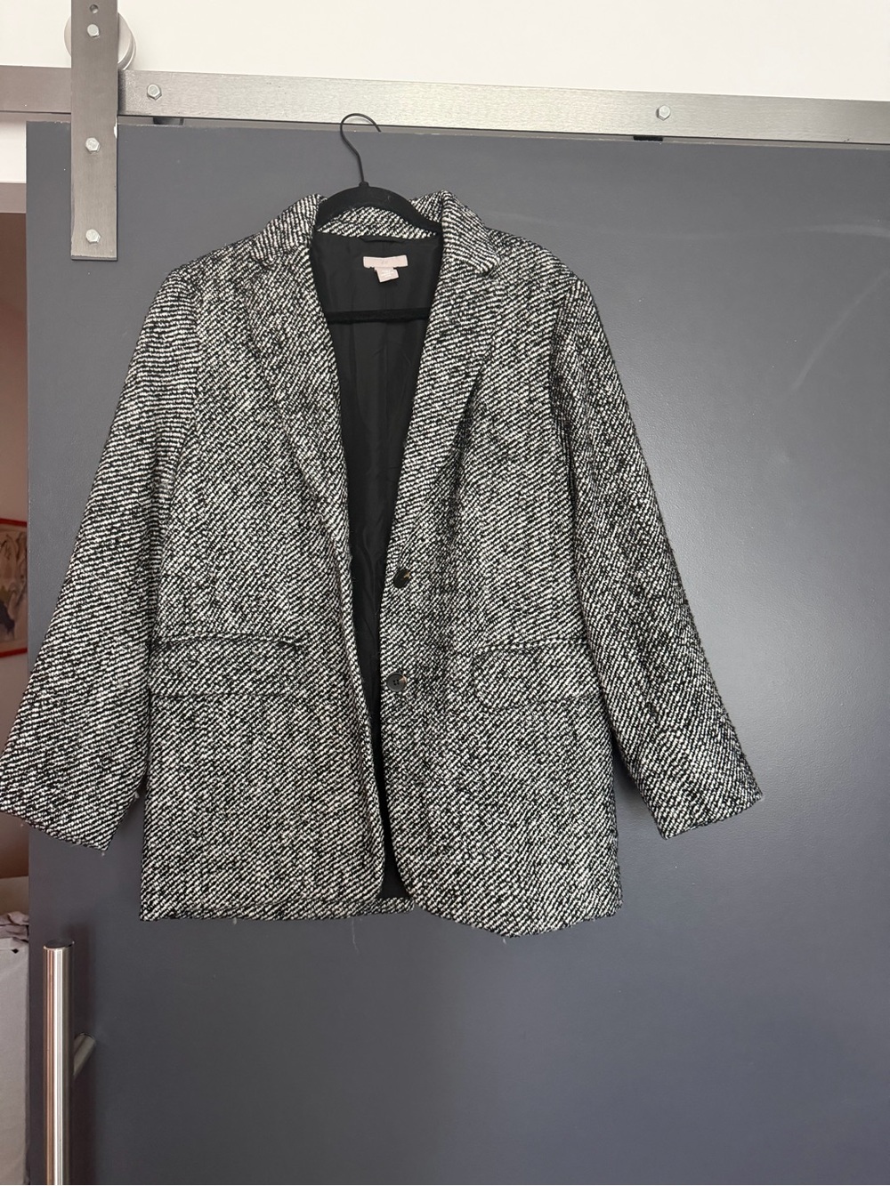 H&M Black and White Tweed Blazer Jacket